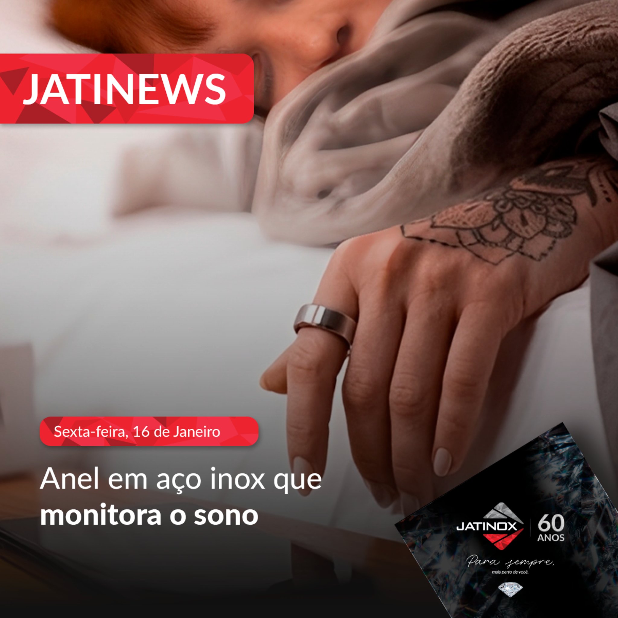 Anel em aço inox que monitora o sono. Anel em aço inox que monitora o sono.